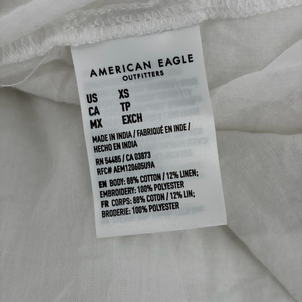American Eagle Y2K White Eyelet Tiered Skirt Cotton Linen Blend - Picture 6 of 9